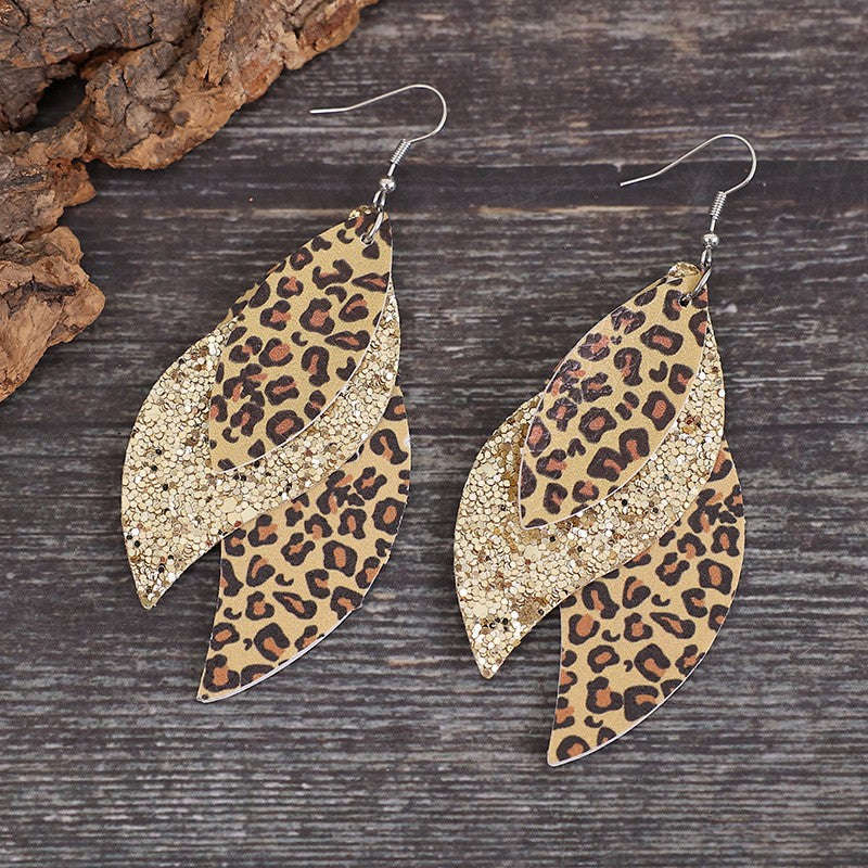 TEEK - PU Leather Leopard Leaf Earrings JEWELRY TEEK Trend