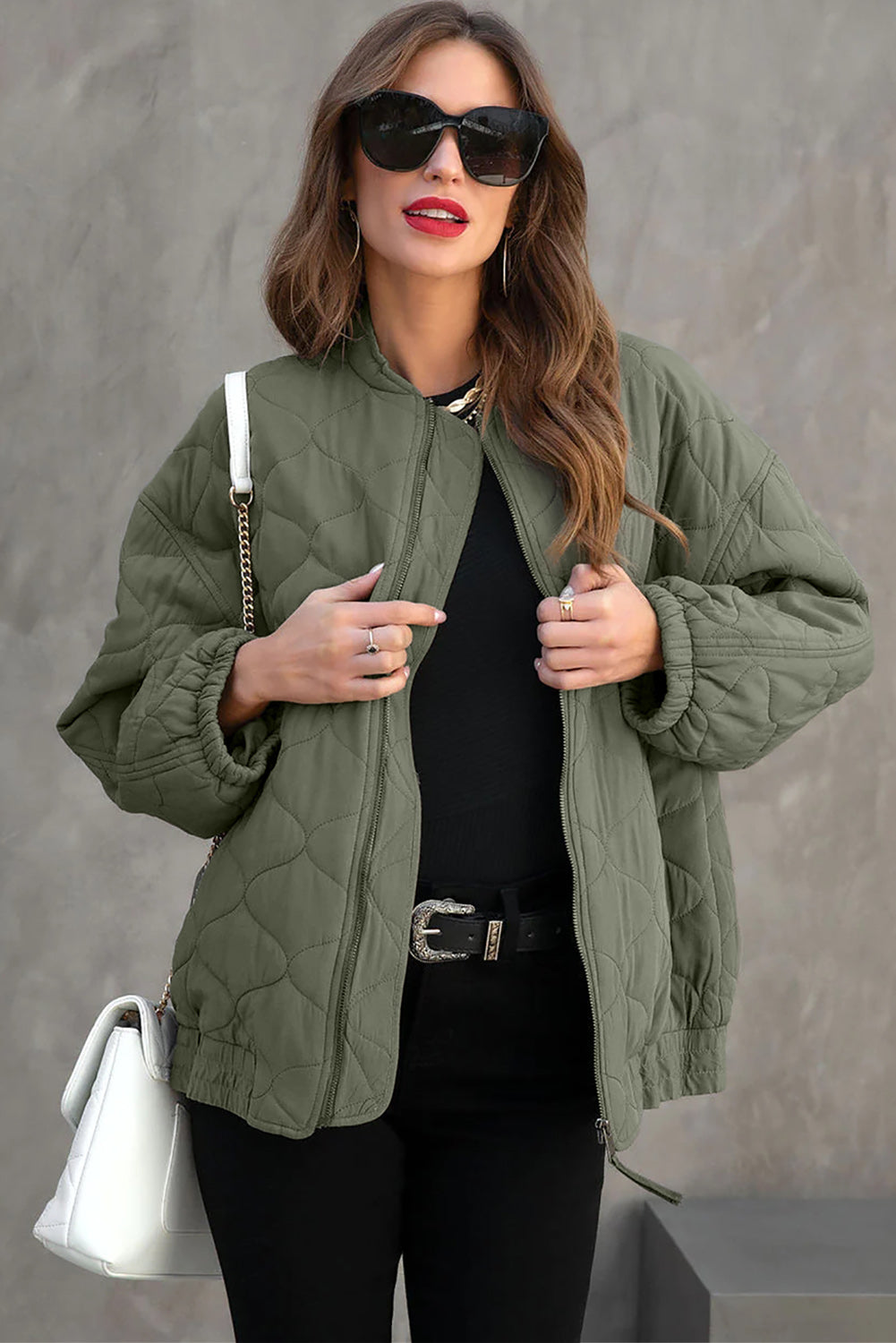 TEEK - Sage Zip Up Drop Shoulder Long Sleeve Puffer Jacket JACKET TEEK Trend