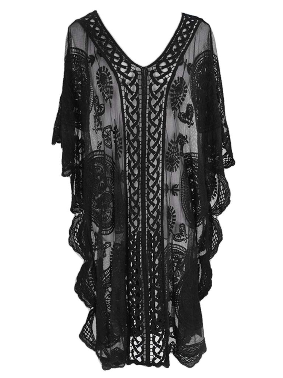 TEEK - Lace V-Neck Half Sleeve Cover-Up SHAWL TEEK Trend   