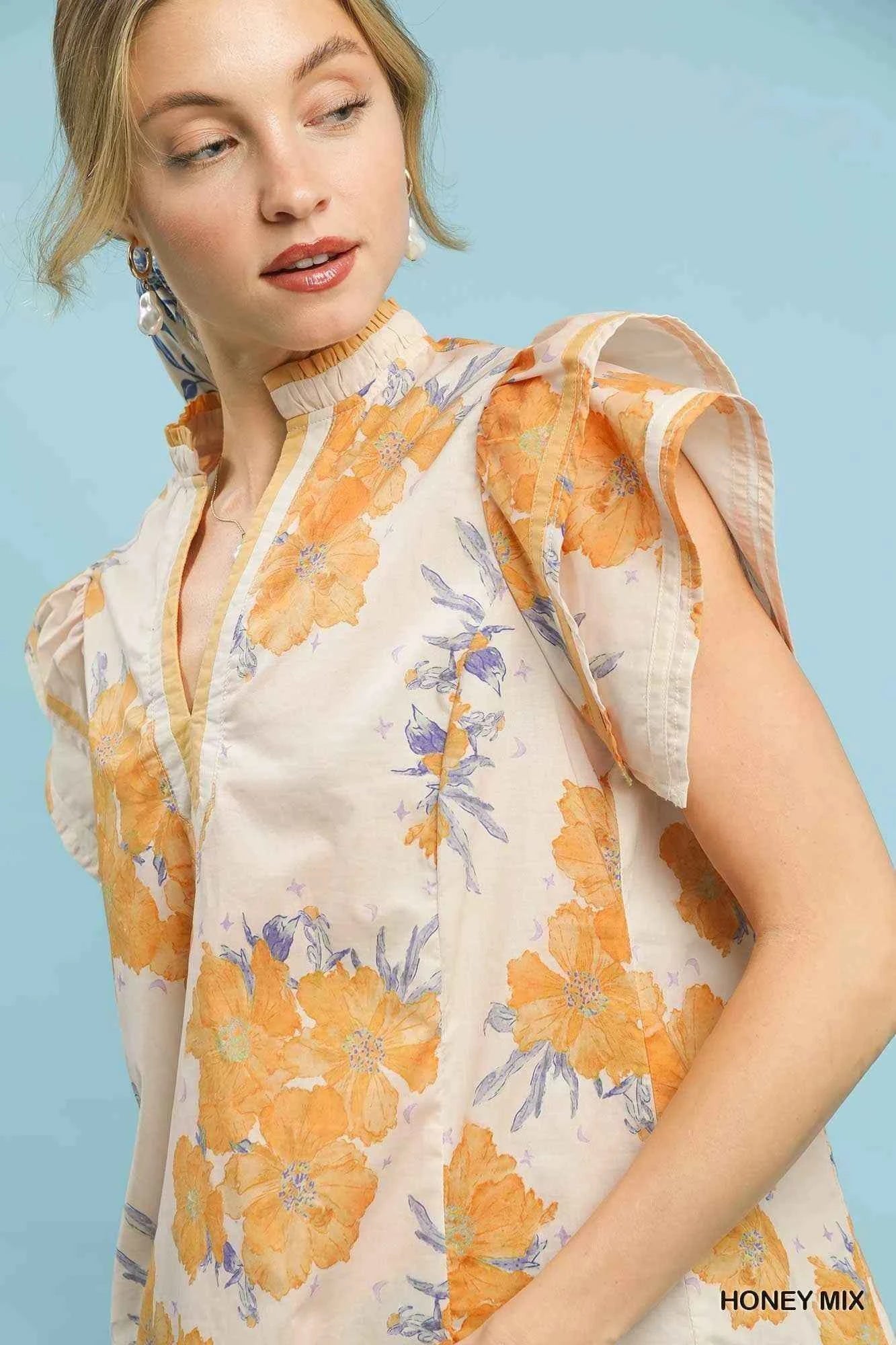TEEK - Mix Floral Ruffle Sleeve Blouse TOPS TEEK Trend