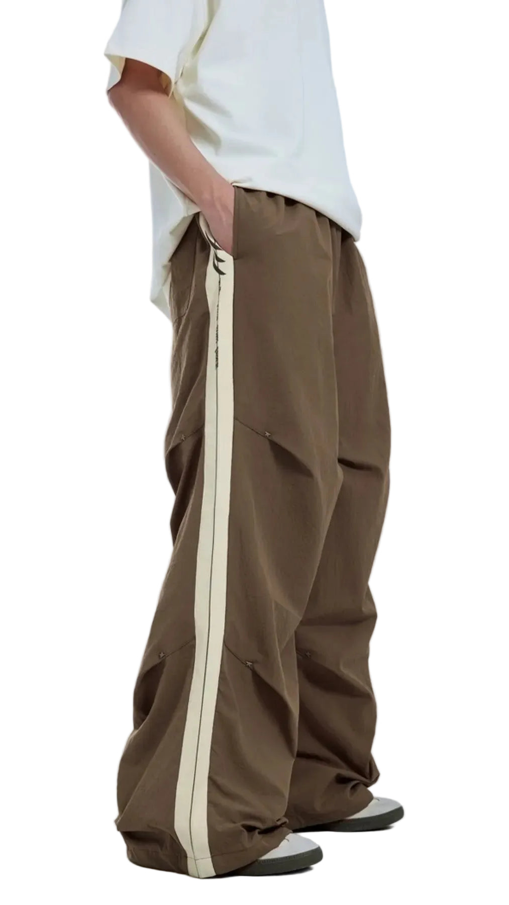 Men's Side Stripe Relaxed Fit Pants Trendsi Brown S