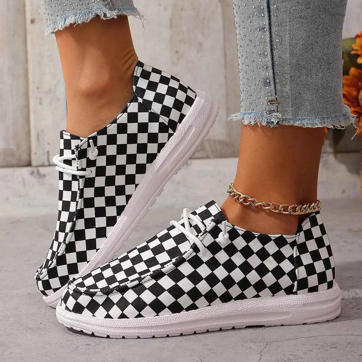 TEEK - Checkerboard Pattern Casual Sneakers SHOES TEEK Trend