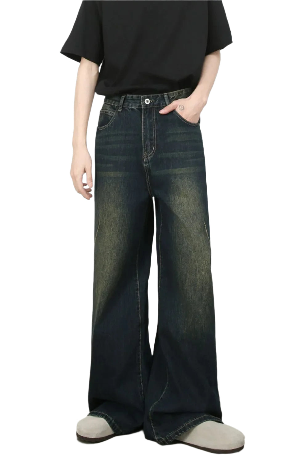 TEEK - Dark Wash Mens Wide Leg Jeans JEANS TEEK Trend S