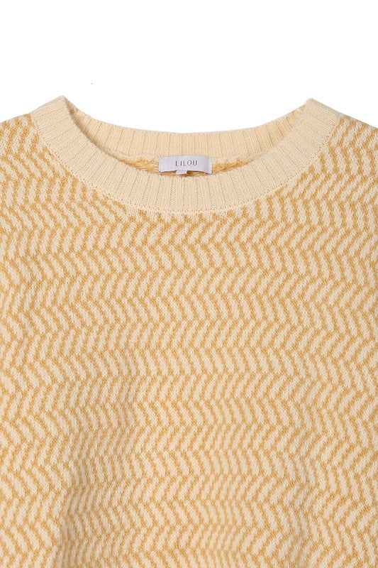 TEEK - Herringbone Pattern Crew Neck Sweater SWEATER TEEK FG   