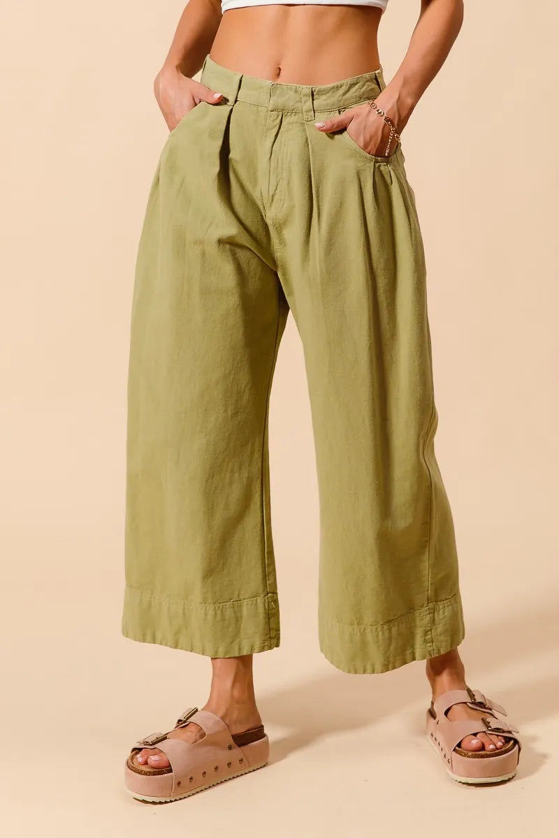 TEEK - Mid Rise Wide Leg Chino Pants With Pockets PANTS TEEK Trend