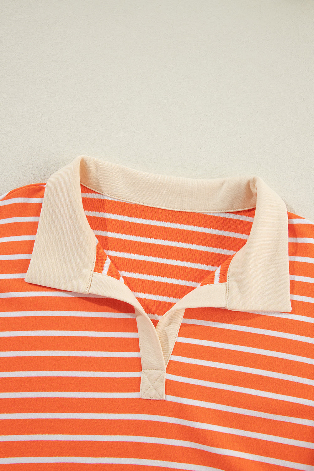 TEEK - Tangerine Striped Johnny Collar Long Sleeve Sweatshirt TOPS TEEK Trend