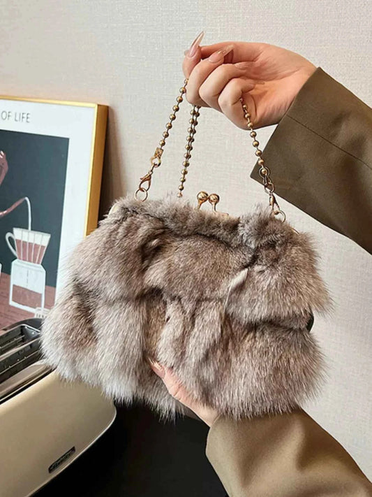 Furry Chain Crossbody Bag Trendsi Tan ONESIZE