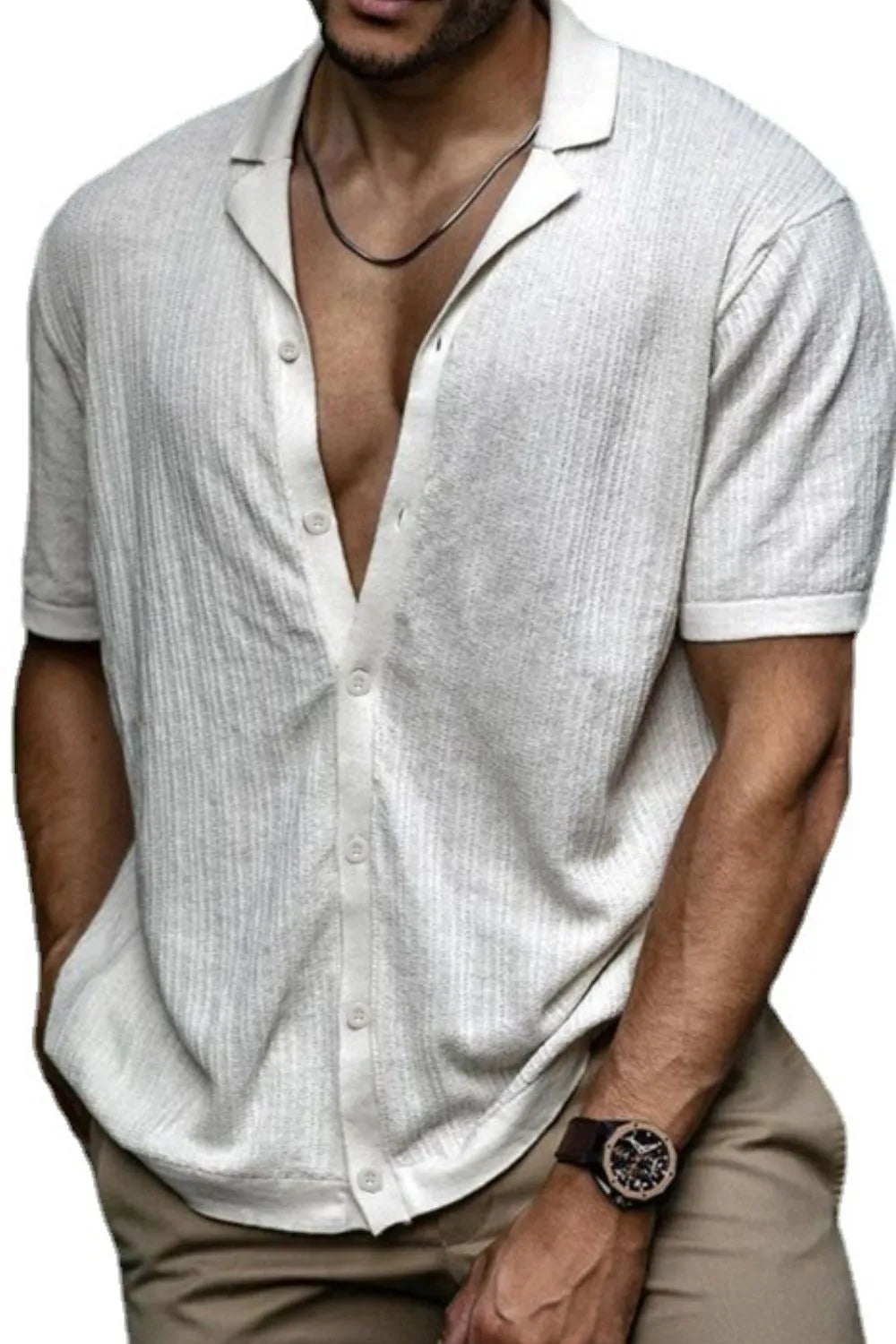 TEEK - Mens Button Up Short Sleeve Shirt TOPS TEEK Trend