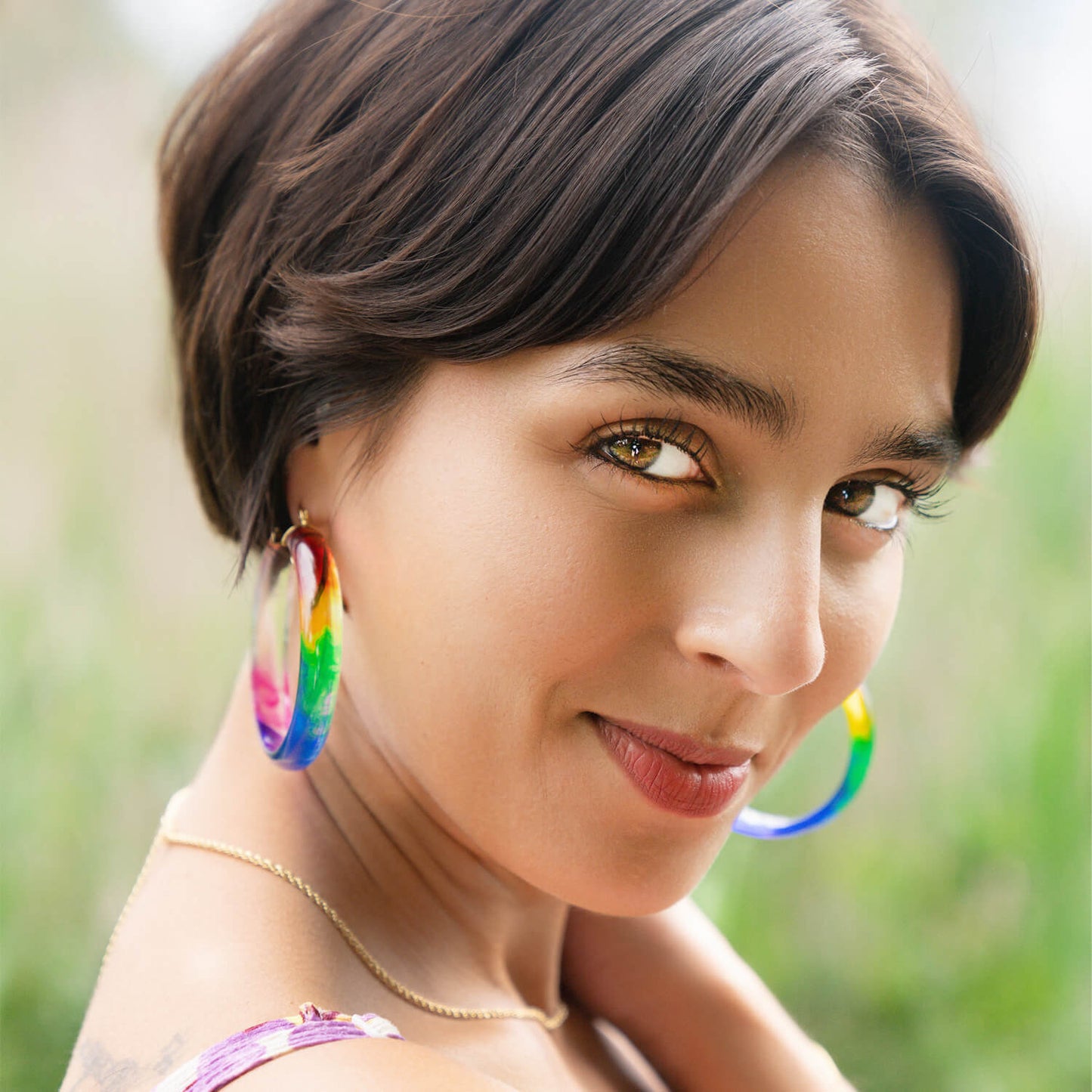 TEEK - PRIDE Rainbow Tie Dye Lucite Hoops JEWELRY TEEK GNH