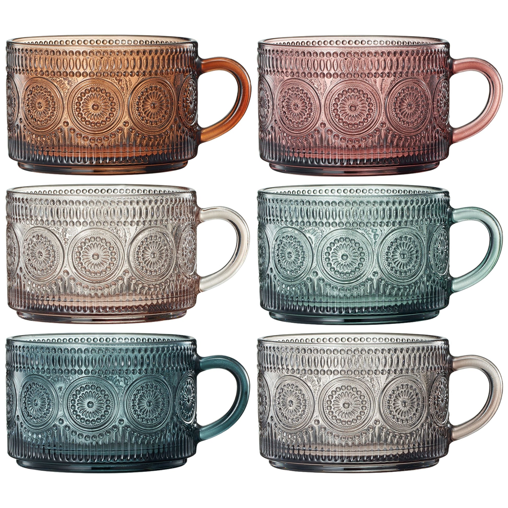 TEEK - Tonal Hobnail Mug Glassware Lids & Gold Spoons Set of 6 HOME DECOR TEEK KS