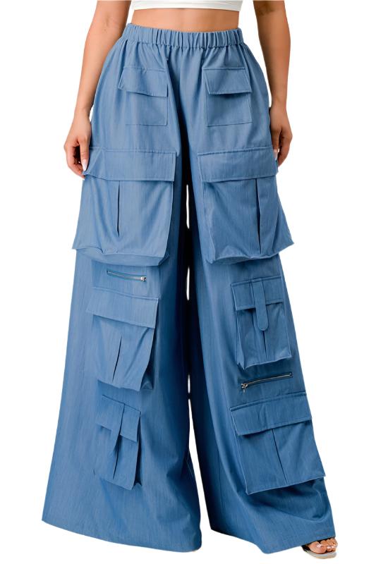 TEEK - BLUE WIDE MULTI POCKET CARGO PANTS PANTS TEEK FG S  