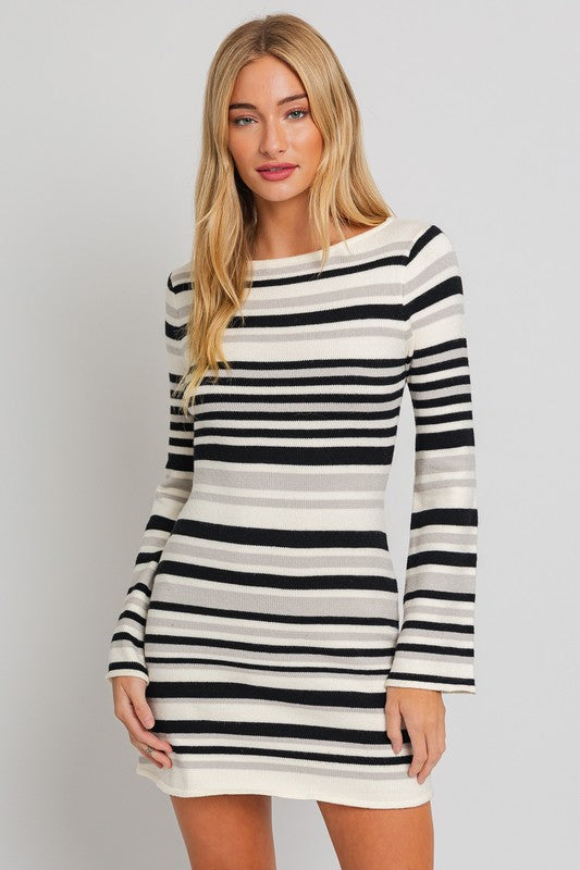 TEEK - Boat Neck Bell Sleeve Sweater Dress DRESS TEEK FG XS  