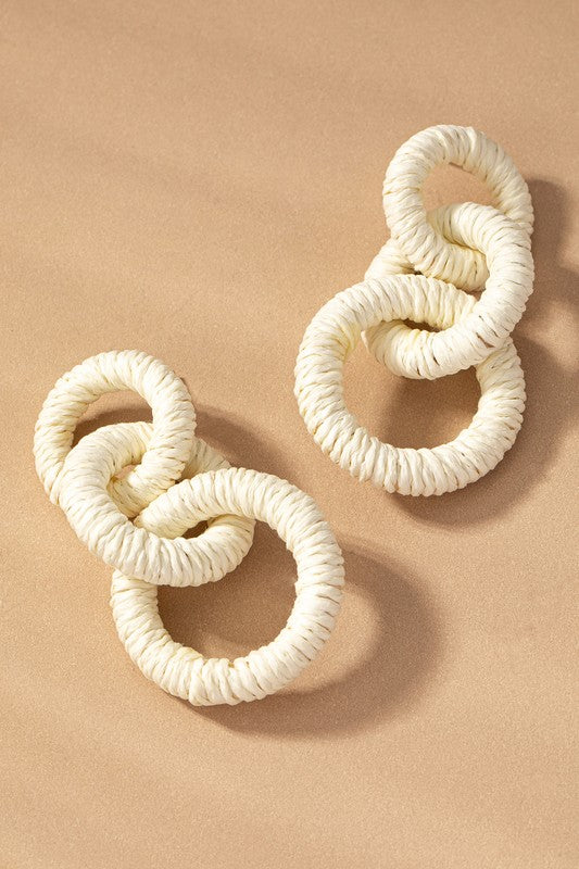 TEEK - Hemp Rope Wrapped Chunky Straw Earrings JEWELRY TEEK FG Cream  