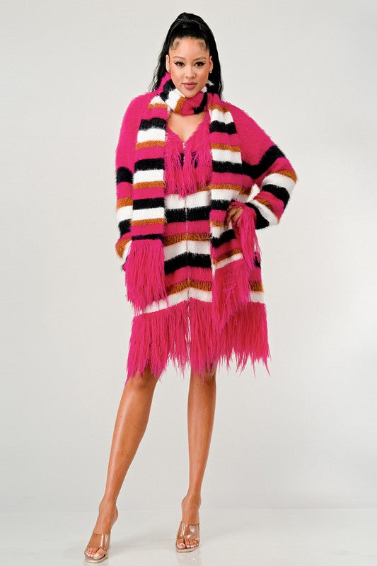 TEEK - Fuzzy Striped Sweater COAT TEEK FG   