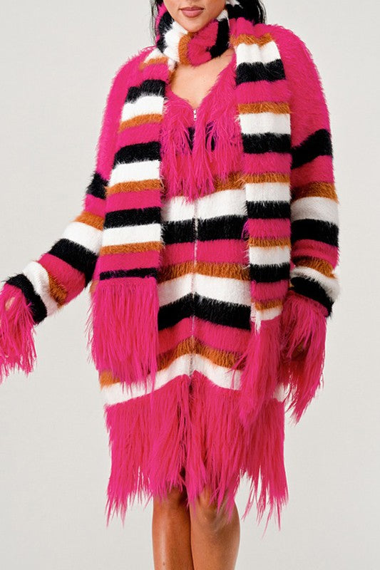 TEEK - Fuzzy Striped Sweater COAT TEEK FG S  