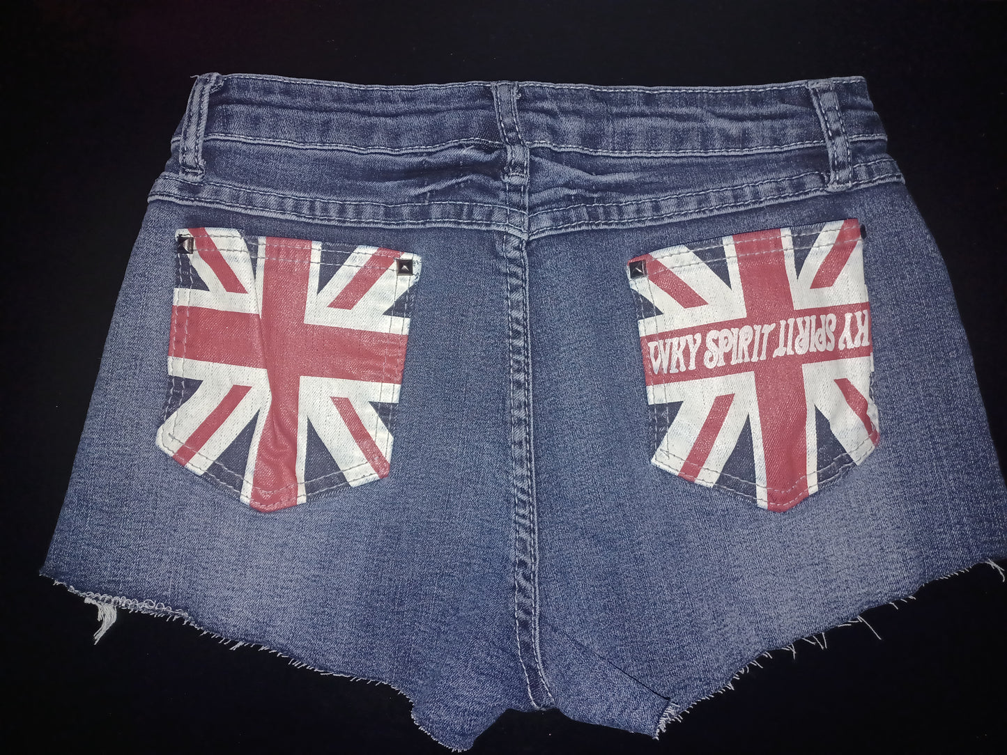TEEK - British Flag Print Mini Denim Shorts