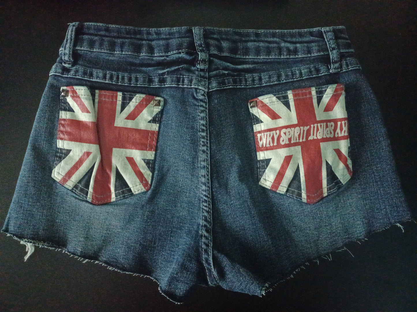 TEEK - British Flag Print Mini Denim Shorts