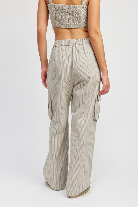 TEEK - STRIPED DRAWSTRING CARGO PANTS PANTS TEEK FG   