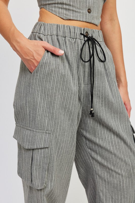 TEEK - STRIPED DRAWSTRING CARGO PANTS PANTS TEEK FG   