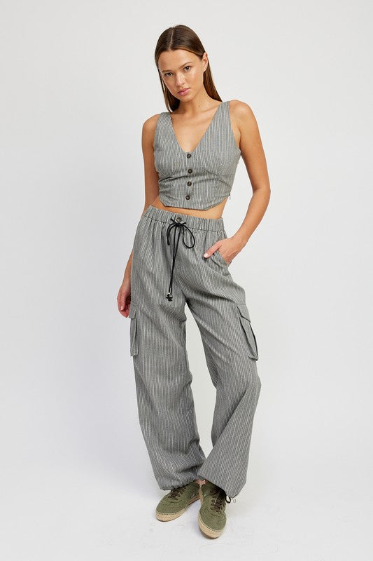 TEEK - STRIPED DRAWSTRING CARGO PANTS PANTS TEEK FG   