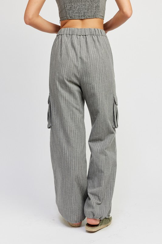 TEEK - STRIPED DRAWSTRING CARGO PANTS PANTS TEEK FG   