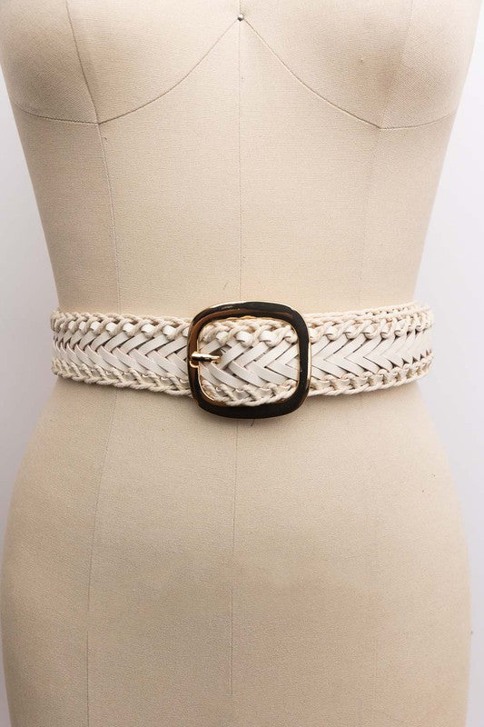 TEEK - Crochet Trimmed Woven Leather Belt BELT TEEK FG Ivory  