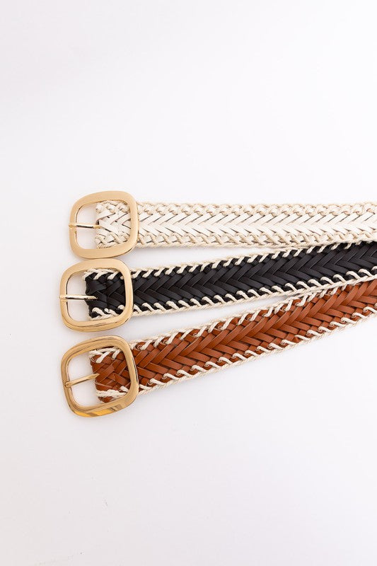 TEEK - Crochet Trimmed Woven Leather Belt BELT TEEK FG   