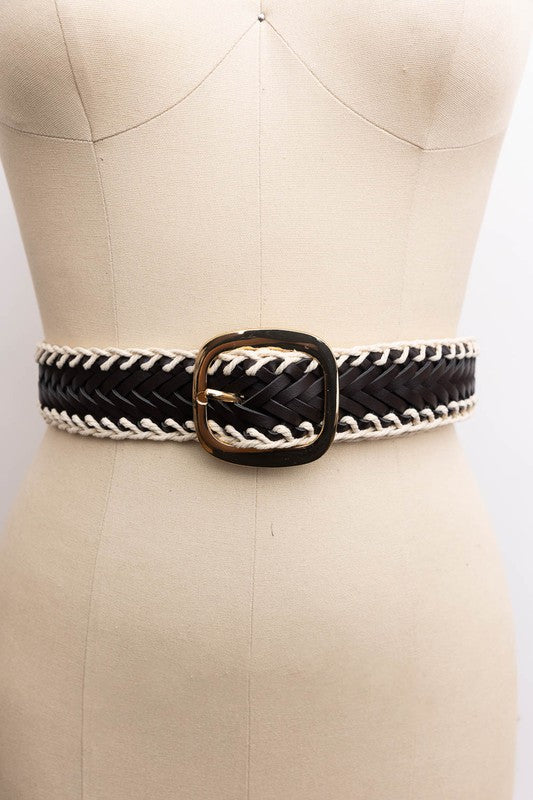 TEEK - Crochet Trimmed Woven Leather Belt BELT TEEK FG   