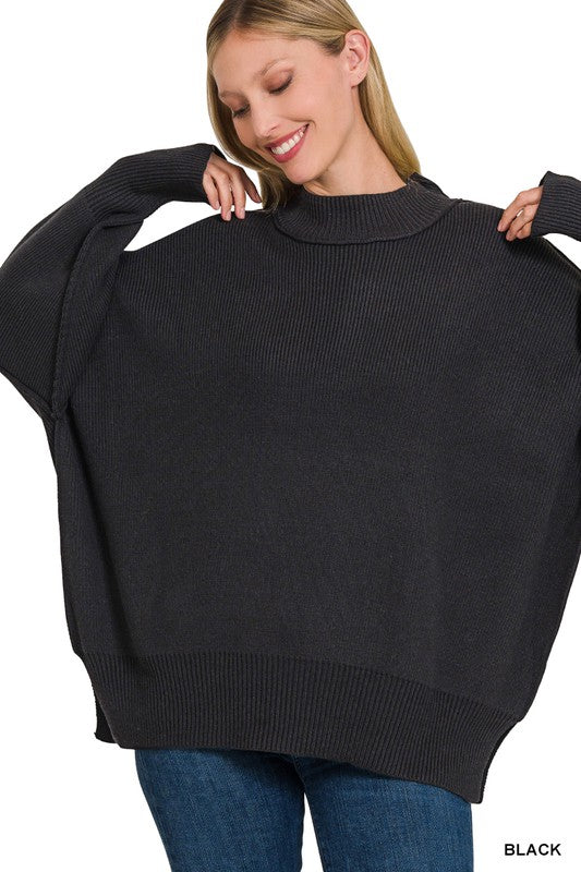 TEEK - Side Slit Oversized Sweater SWEATER TEEK FG BLACK S/M 