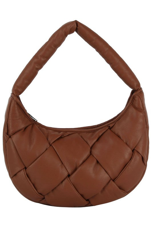 TEEK - Ecostitch Puffy Woven Hobo Shoulder Bag BAG TEEK FG BROWN