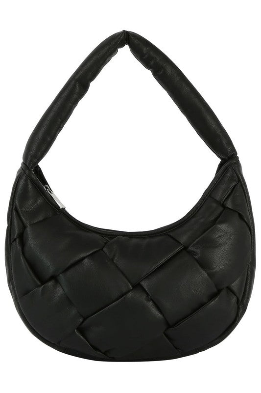 TEEK - Ecostitch Puffy Woven Hobo Shoulder Bag BAG TEEK FG BLACK