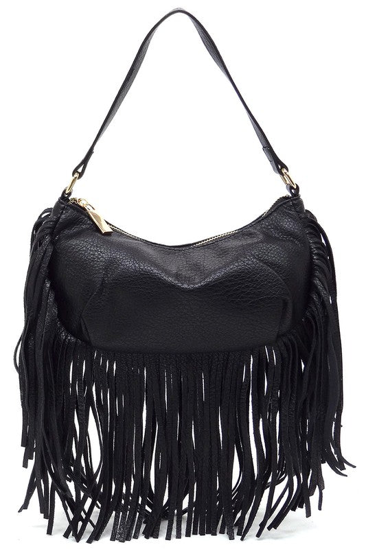 TEEK - Fashion Fringe Shoulder Bag Hobo BAG TEEK FG BLACK  