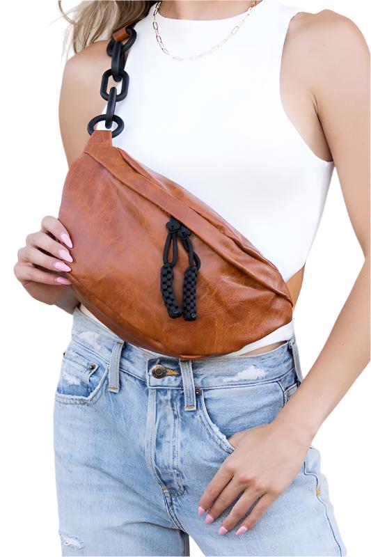 TEEK - Chunky Chain Sling BAG TEEK FG Cognac  