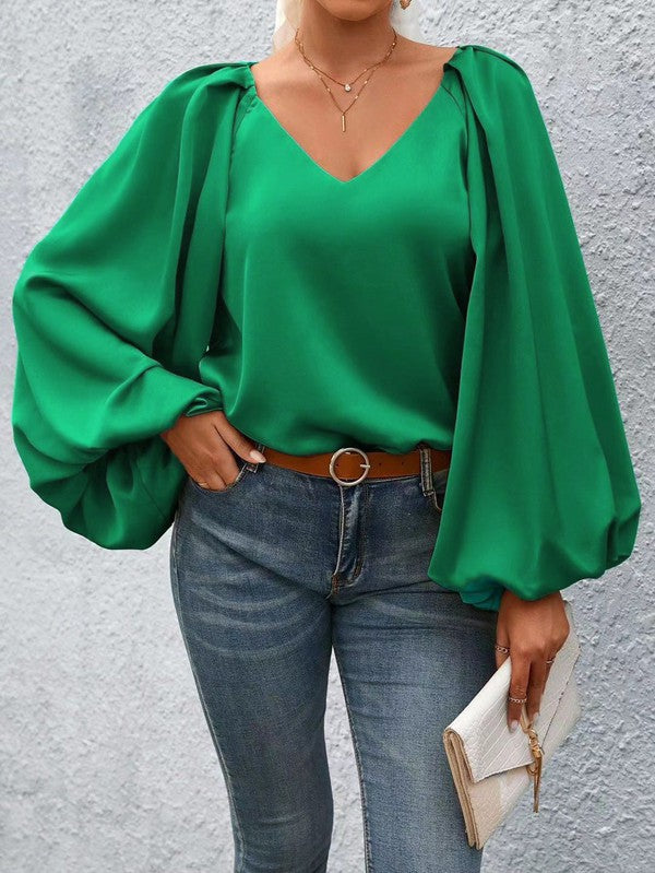 TEEK - Lantern Sleeve Blouse TOPS TEEK FG Green S 