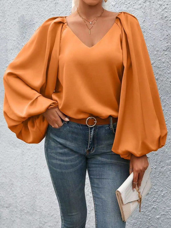 TEEK - Lantern Sleeve Blouse TOPS TEEK FG Orange S 