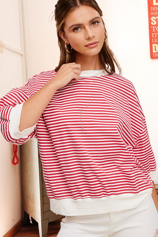 TEEK - Crew Neck Stripe Short Sleeve Top TOPS TEEK FG   