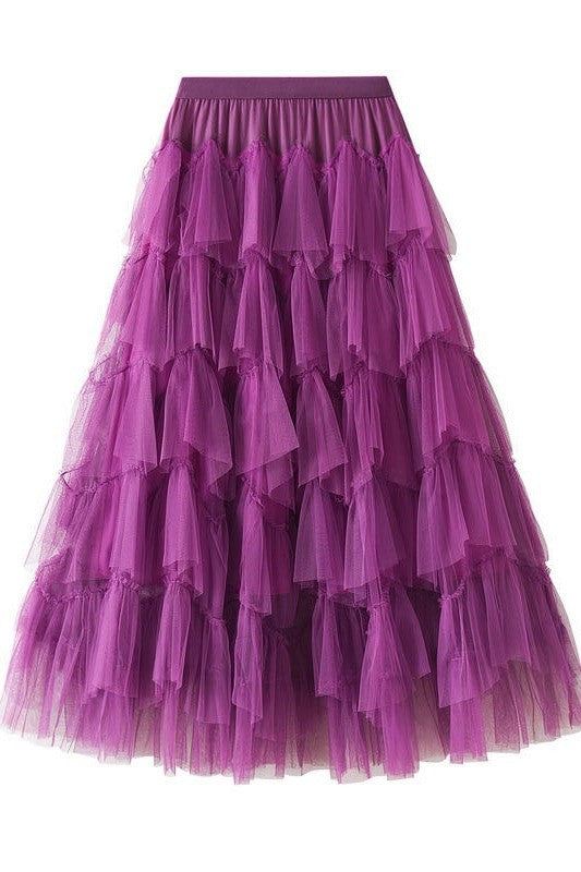 TEEK - Tiered Chiffon Midi Skirt SKIRT TEEK FG Purple S 