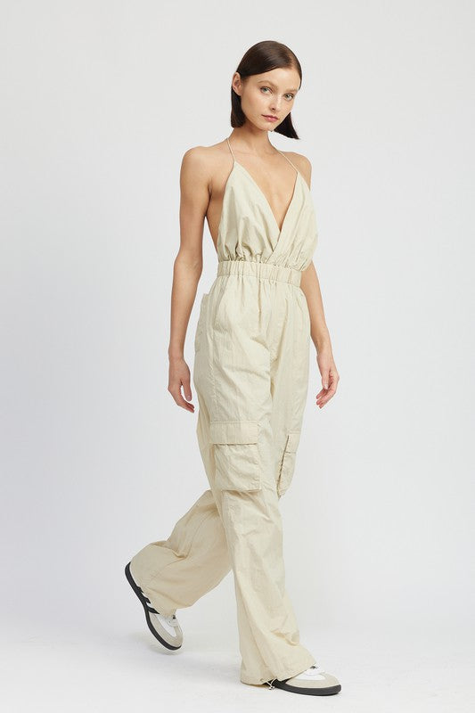 TEEK - SPAGHETTI STRAP CARGO JUMPSUIT JUMPSUIT TEEK FG   