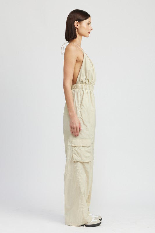 TEEK - SPAGHETTI STRAP CARGO JUMPSUIT JUMPSUIT TEEK FG   