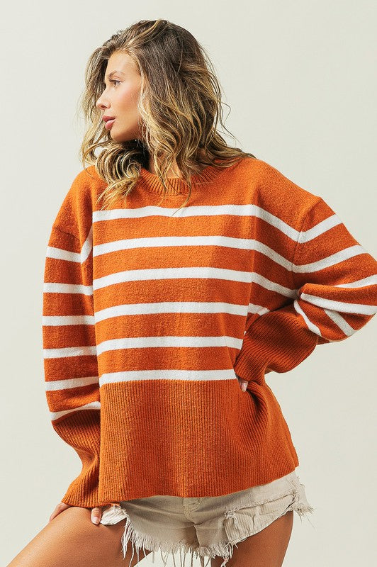 TEEK - Ribbed Hem Stripe Sweater SWEATER TEEK FG   