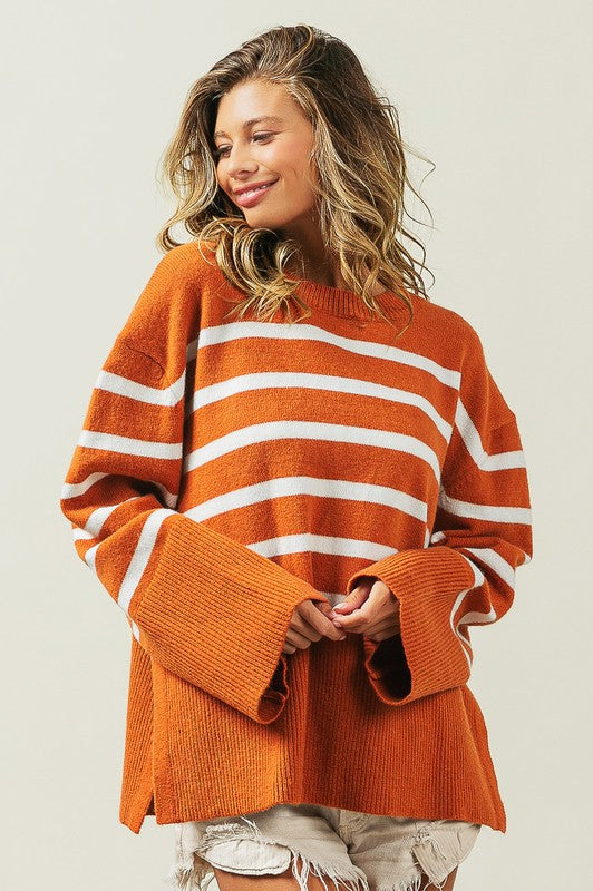 TEEK - Ribbed Hem Stripe Sweater SWEATER TEEK FG   