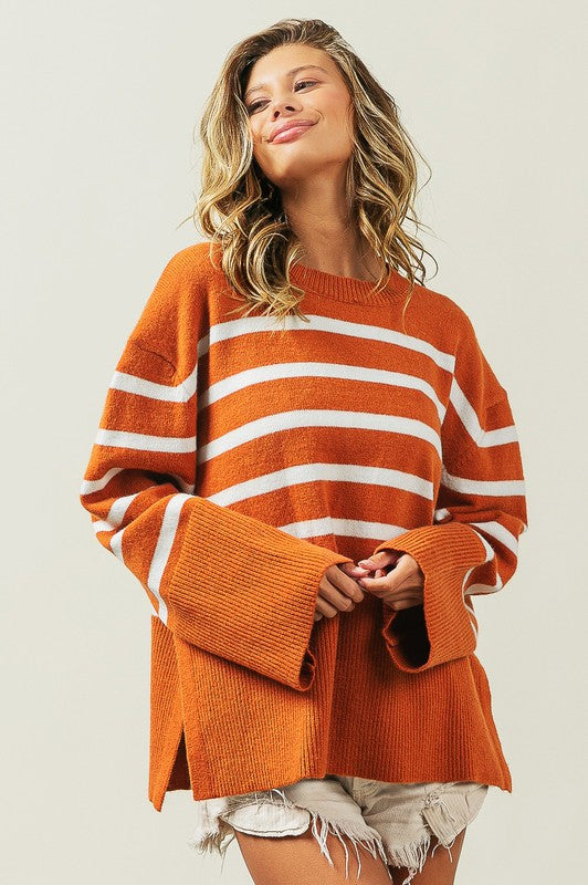 TEEK - Ribbed Hem Stripe Sweater SWEATER TEEK FG   