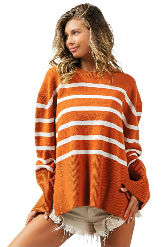 TEEK - Ribbed Hem Stripe Sweater SWEATER TEEK FG   