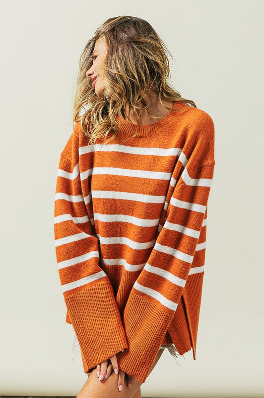 TEEK - Ribbed Hem Stripe Sweater SWEATER TEEK FG   