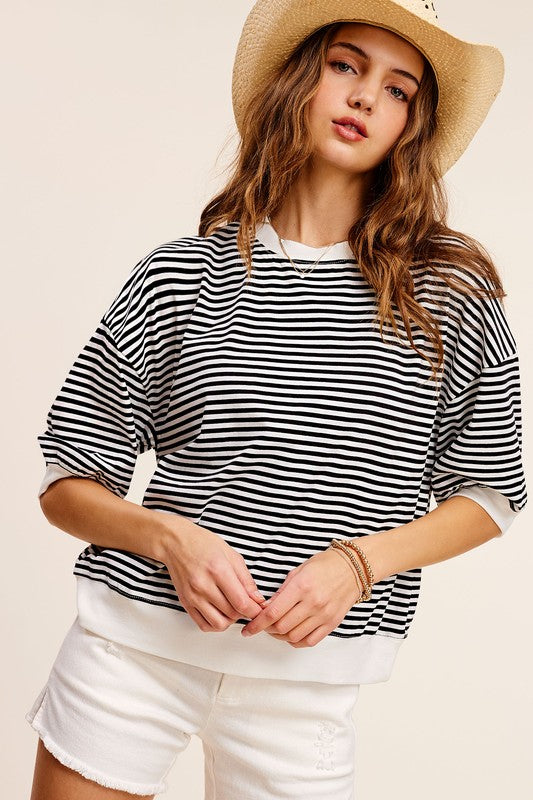 TEEK - Crew Neck Stripe Short Sleeve Top TOPS TEEK FG   