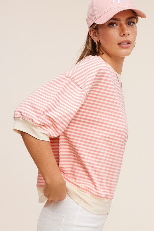 TEEK - Crew Neck Stripe Short Sleeve Top TOPS TEEK FG   