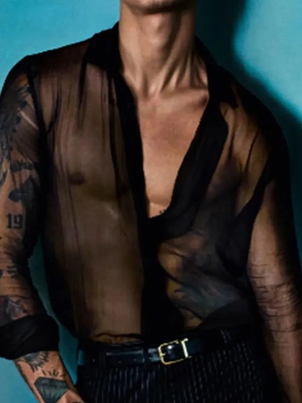 TEEK - Mens Black Collared Long Sleeve Shirt | Plus Sizes TOPS TEEK Trend