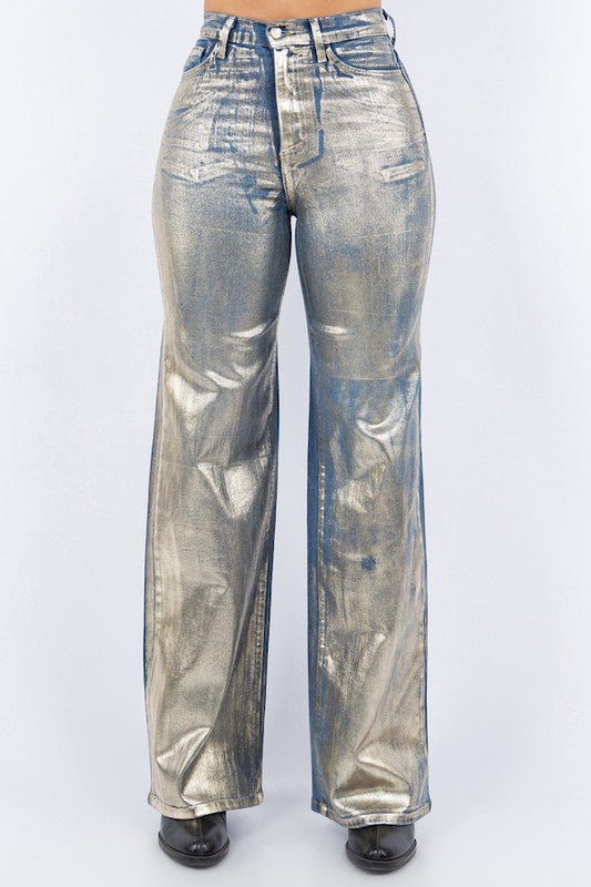 TEEK - Gold Wide Leg Foil Jeans JEANS TEEK FG 3  