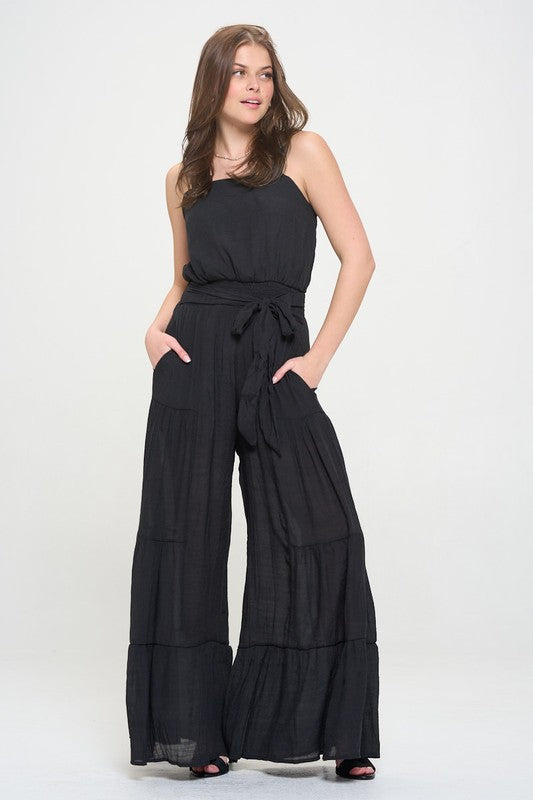 TEEK - PLUS SIZE ELASTIC STRAP TIERED POCKETED JUMPSUIT JUMPSUIT TEEK FG   