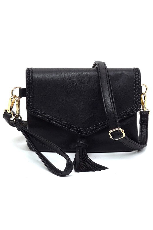 TEEK - Fashion Tassel Flap Envelope Crossbody Bag BAG TEEK FG BLACK  